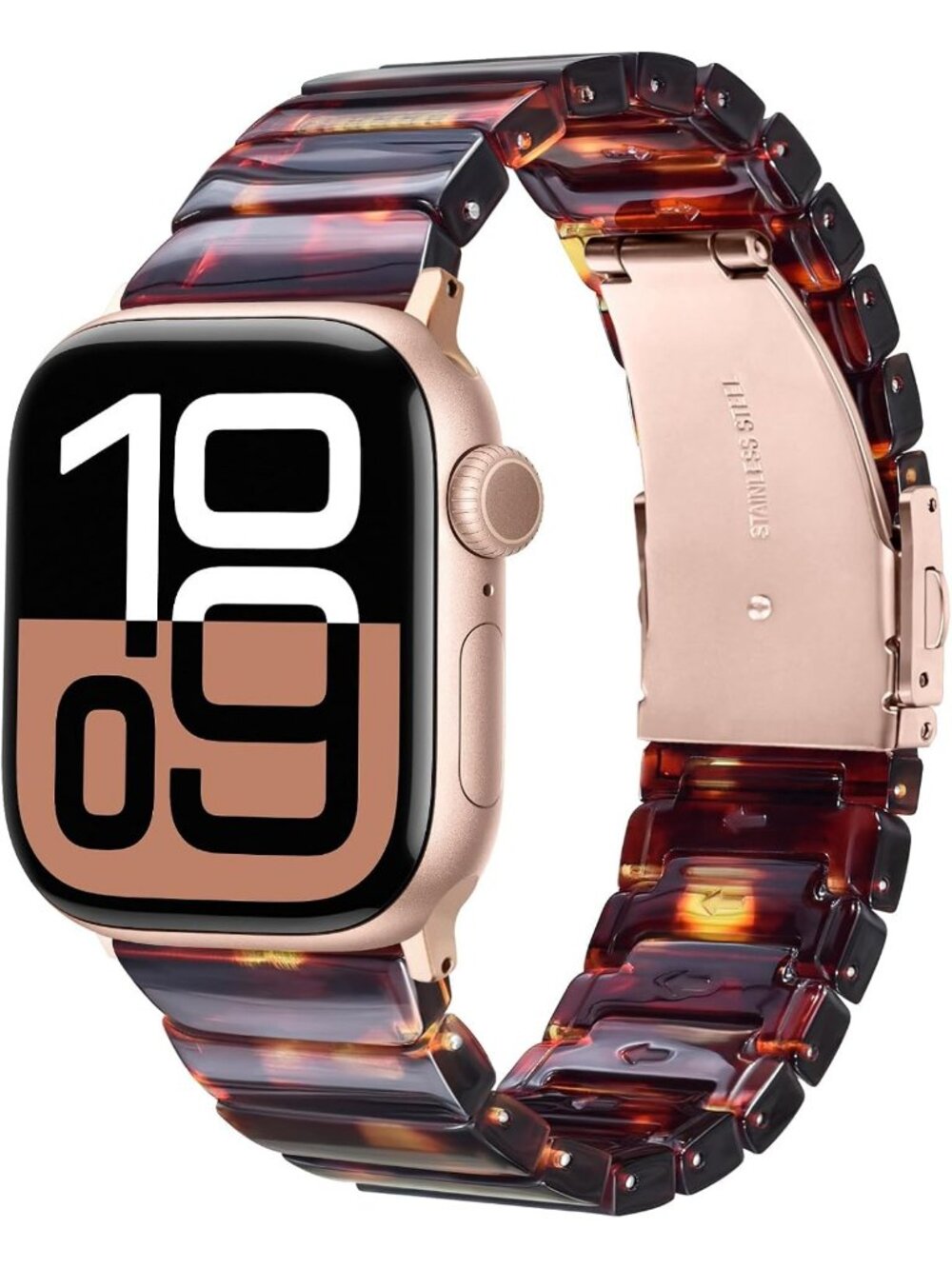 Women's Tortoiseshell Featherlight Resin Apple Band Lightweight Wrist Watches